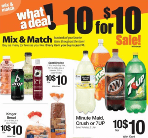 Kroger Ad Mix and Match Deals 10 for $10 1 Kroger Ad Mix and Match