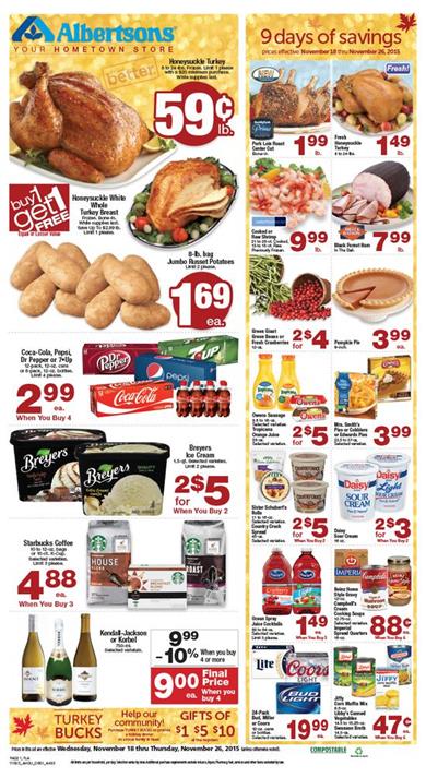 Albertsons Ad Thanksgiving Savings Nov 26