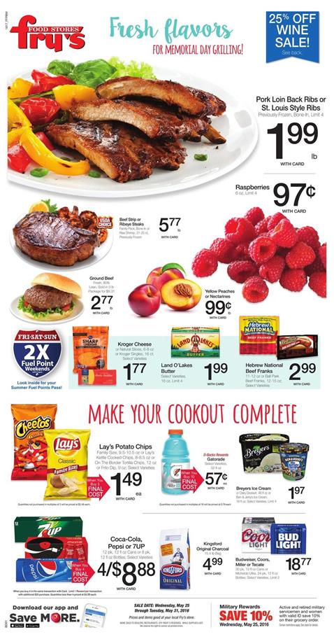 Fry's Weekly Ad May 25 - 31 May 2016 Coupons | Memorial Day Savings 1 Fry's Weekly Ad May 25 2016 -1