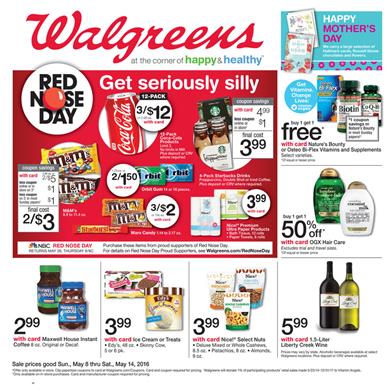 Walgreens Ad May 9 2016 | Coupon and Card Deals | Red Nose Day and Pharmacy 1 Walgreens Ad May 9 2016