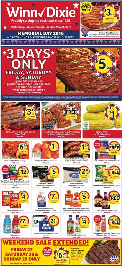 Winn Dixie Weekly Ad May 25 - 31 2016 Memorial Day 1 Winn Dixie Weekly Ad May 22 - 31 2016