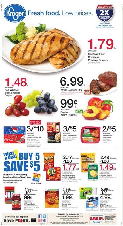 Kroger Weekly Ad Jul 27 - Aug 2 2016 Coupon Matchups New