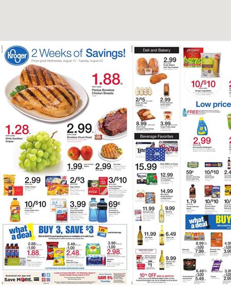 Kroger Weekly Ad Aug 10 - 23 2016 Deals, Buy 3 Save $3 1 Kroger Weekly Ad Aug 10 - 16 2016