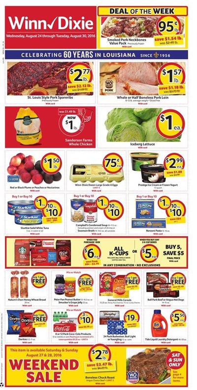 Winn Dixie Weekly Ad Aug 24 - Aug 30 2016