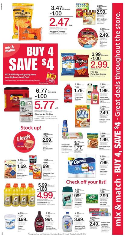 Kroger Ad Buy 4 Save $4 Oct 19 - 25 2016