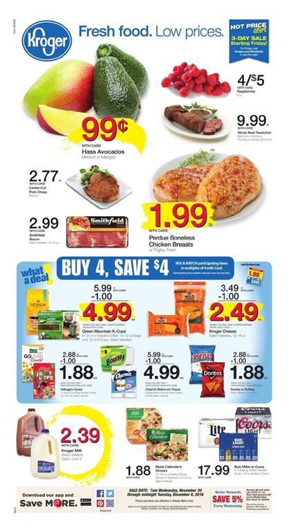Kroger Weekly Ad Nov 30 - Dec 6 2016 Buy 4 Save $4