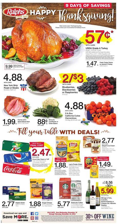Ralphs Weekly Ad Nov 16 - 24 2016 Thanksgiving 1 Ralphs Weekly Ad Nov 16 - 24 2016 Thanksgiving