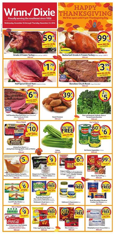 Winn Dixie Weekly Ad Nov 16 - 24 2016