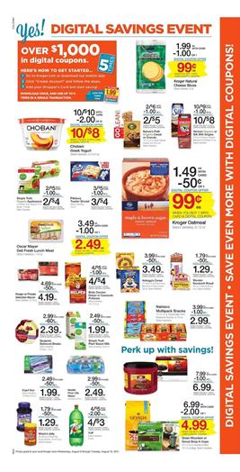 Kroger Weekly Ad Grocery August 9 - 15 2017