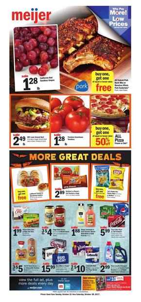 Meijer Weekly Ad Deals October 22 - 28, 2017