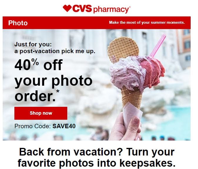 CVS Weekly Ad Deals Aug 12 - 18, 2018 1 CVS Photo 40 off Deal