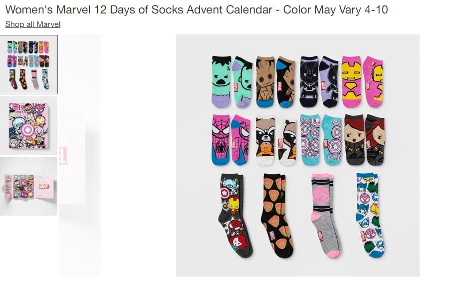 Target Marvel Advent Calendar Socks Nov 2018 1 Target Marvel Advent Calendar Socks