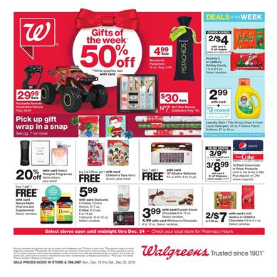 Walgreens Weekly Ad 50% Off Gifts Dec 16 - 22, 2018 1 Walgreens Weekly Ad 50 Off Gifts Dec 16 22 2018