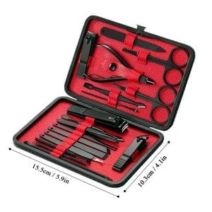 Lootzen Deals | Daily Life Essentials Made Simple 30 Keiby Citom Professional Stainless Steel Nail Clipper Travel Grooming Kit Nail Tools Manicure Pedicure Set Of 15Pcs With Luxurious CaseBlack Red