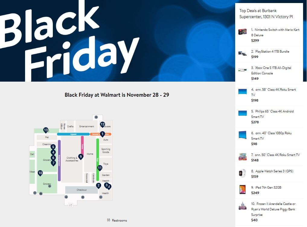 Walmart Black Friday Sale 2019 | TVs, iPhone 6s, PlayStation 4 Bundle, And More 2 Walmart Burbank Map Black Friday