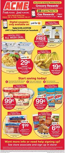 Acme Weekly Ad Digital Coupons Feb 21 27 2020