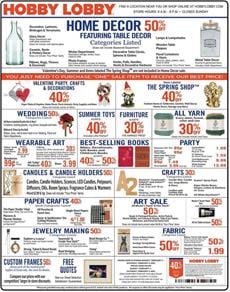 Hobby Lobby Ad Home Decor 50% off