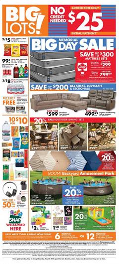 Big Lots Ad Memorial Day Sale May 16 - 30, 2020