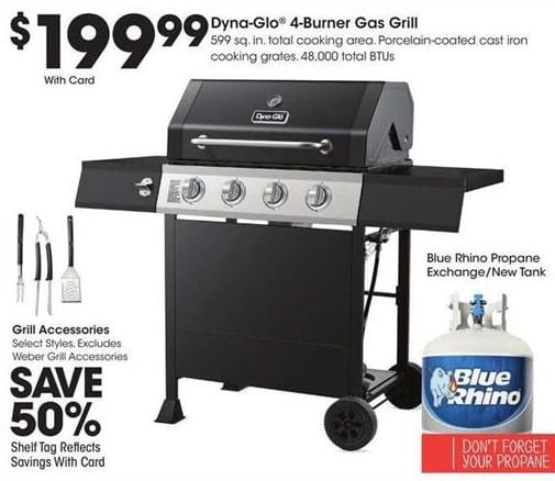 King Soopers Dyna Glo 4 Burner Gas Grill