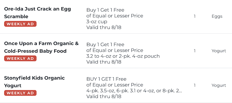 Publix BOGOs Aug 12 18 2020 5