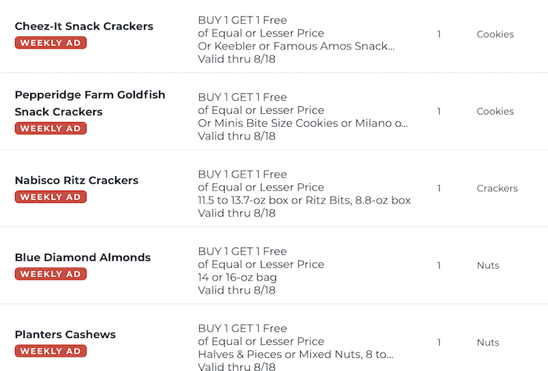 Publix BOGOs Aug 12 18 2020 Snacks Cookies