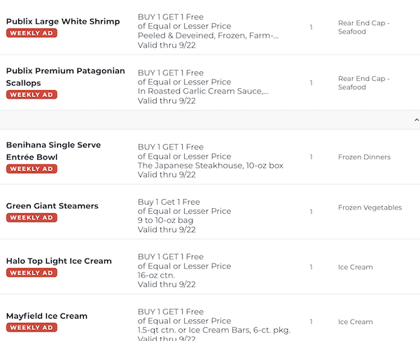 Publix BOGO Free Sale Sep 16 22 2020 7