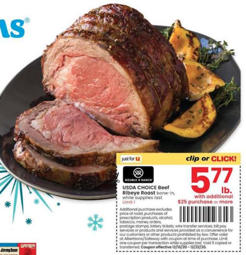 The Best Christmas Meat Deals - Kroger, Publix, ALDI, and more Stores 1 Albertsons Weekly Ad Dec 16 - 22 Ribeye Roast