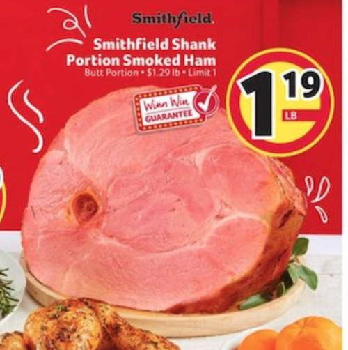 The Best Christmas Meat Deals - Kroger, Publix, ALDI, and more Stores 2 Winn Dixie Smokefield Shank Portion Smoked ham