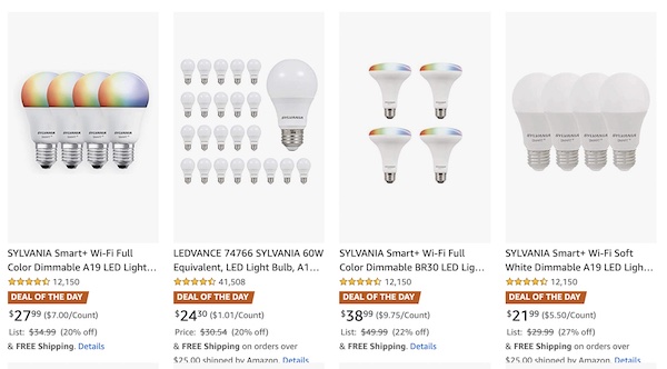 Up to 30% off Sylvania New Smart Light Bulbs 1 Amazon Smart Light Bulb Deals