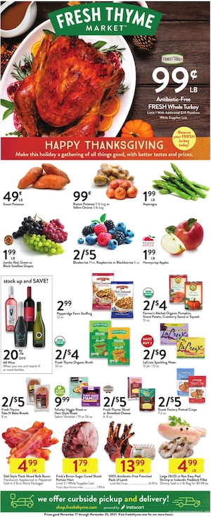 Thanksgiving Ads 2021 - Kroger, Publix, Winn Dixie, ALDI, And More 9 Fresh Thyme Ad Nov 17 - 25, 2021