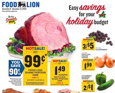 Food Lion Ham Dec 6 - 12, 2023