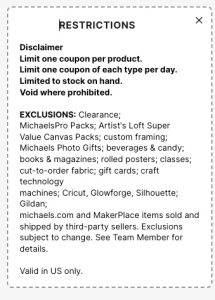 Michael’s Promo Code 30LPOSMIK for 30% off