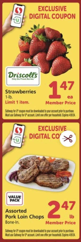 Safeway Exclusive Coupons 4/3 – 4/9, 2024