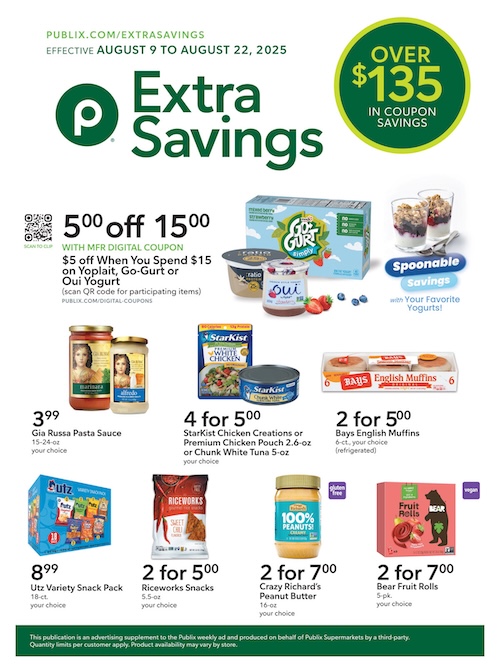 Publix Extra Savings Ad Aug 9 - 22, 2025