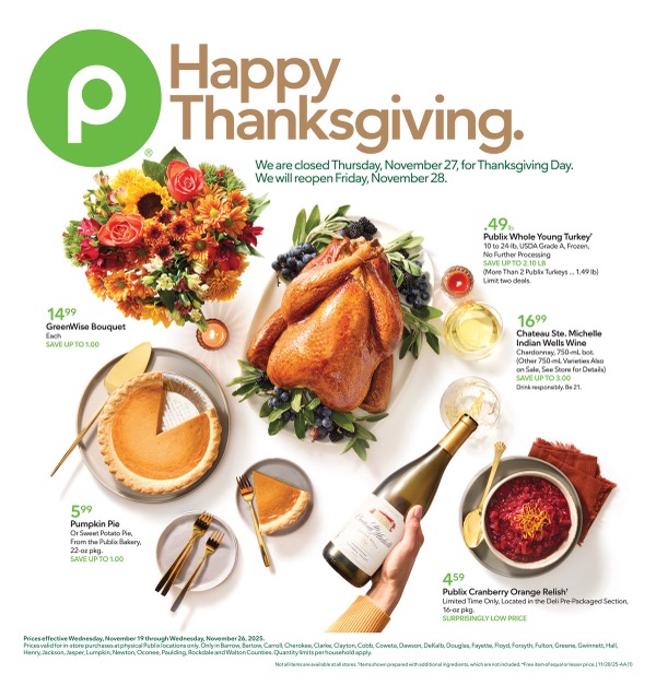 The Best Thanksgiving Weekly Ads 2025 1 Publix Thanksgiving Sale 2025