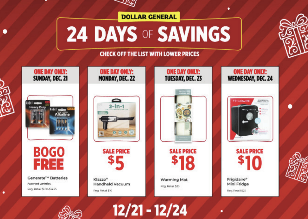 Dollar General Christmas Sale Dec 21 – 24, 2025