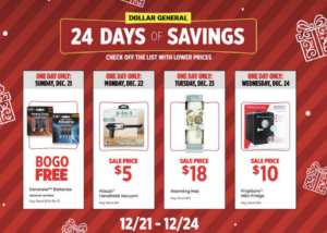 Dollar General Christmas Sale Dec 21 – 24, 2025