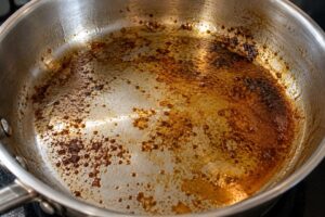 How to Clean a Burnt Stainless Steel Pan: 5 Easy Methods 3 Burnt and polymerized oil on a stainless steel pan