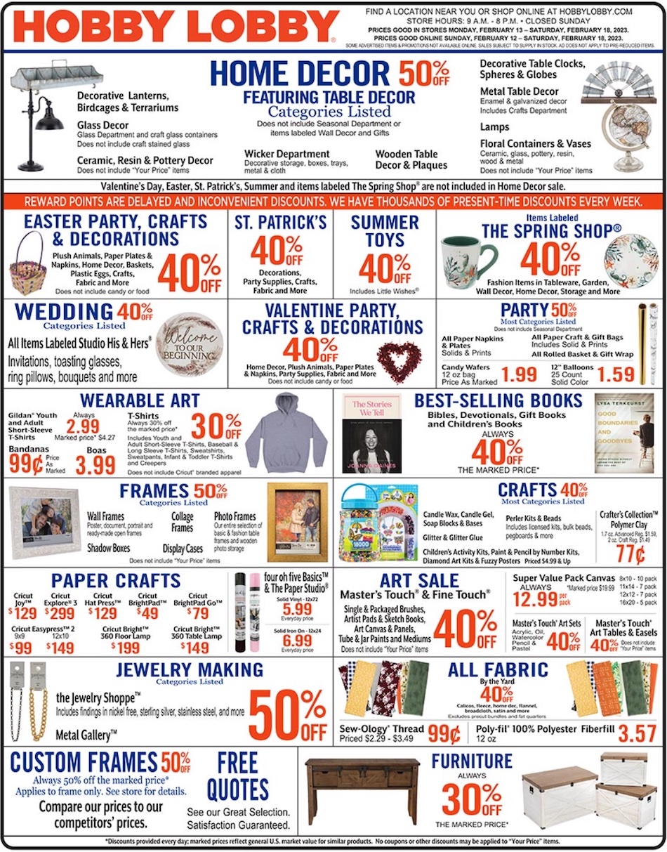 Hobby Lobby Weekly Ad Sale Feb 12 18, 2023 WeeklyAds2
