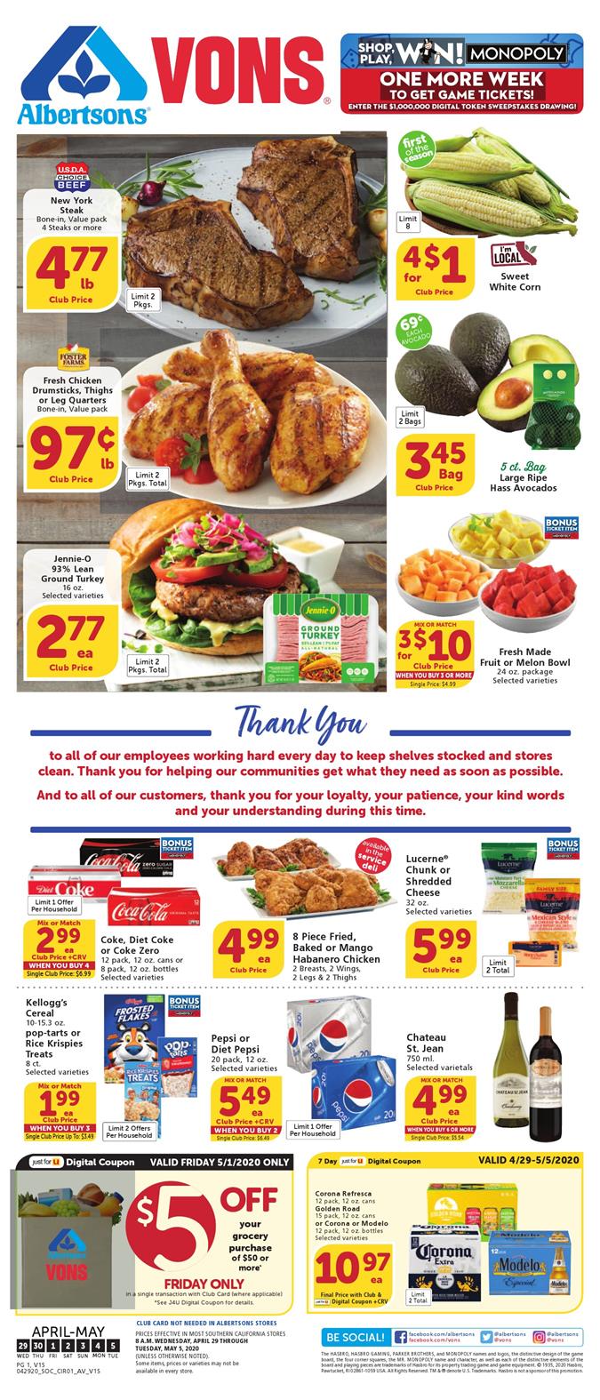 Vons Weekly Ad Apr 29 - May 5, 2020 | WeeklyAds2