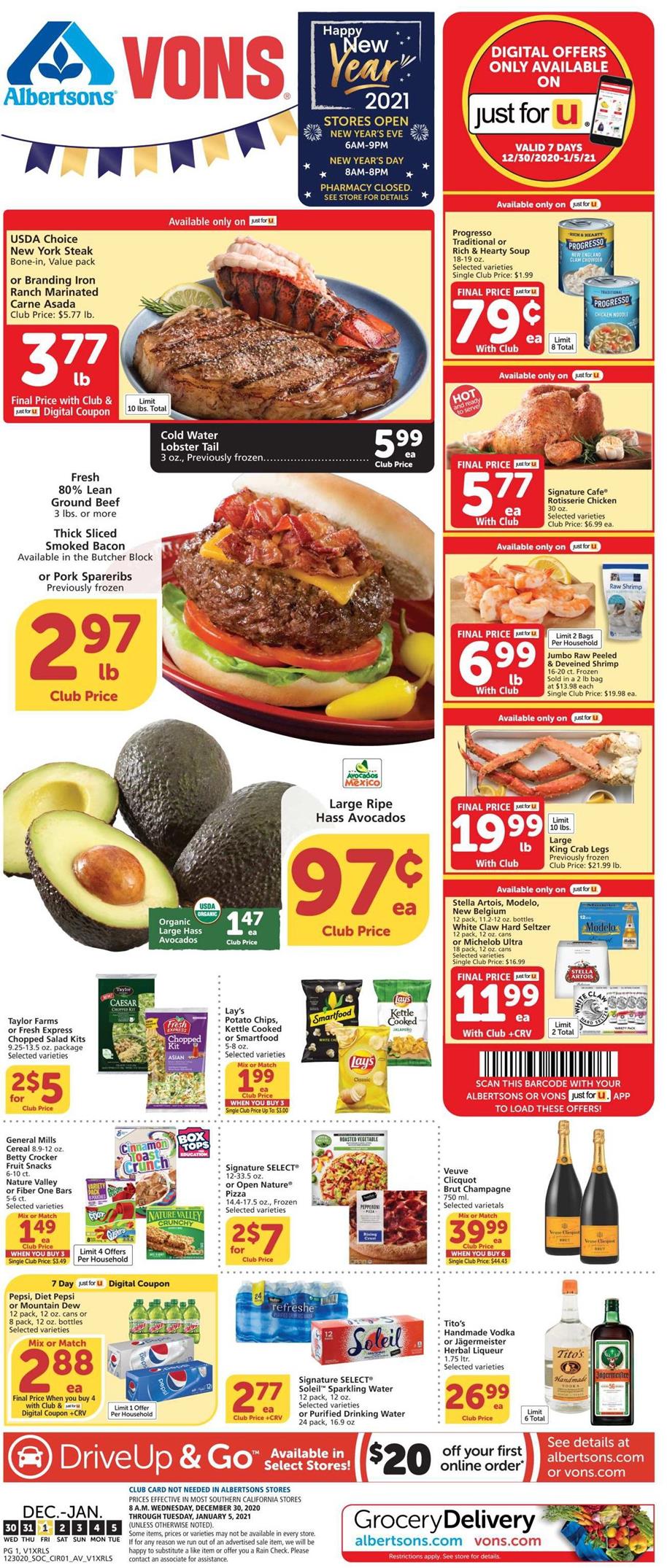 Vons Weekly Ad Dec 30 2020 - Jan 5, 2021 | WeeklyAds2