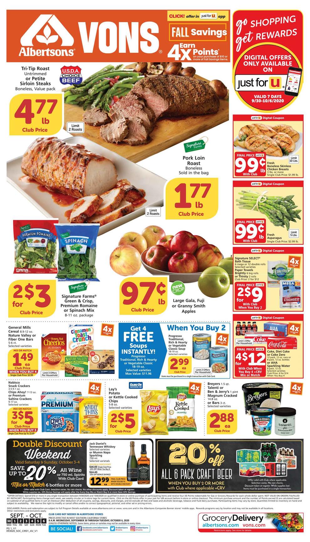 Vons Weekly Ad Sep 30 - Oct 6, 2020 | WeeklyAds2